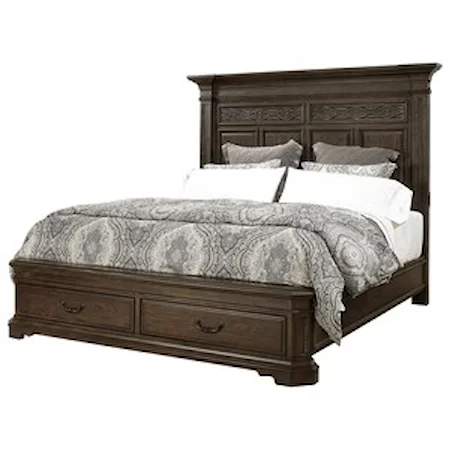Traditional California King Estate Panel Bed with Storage Footboard
