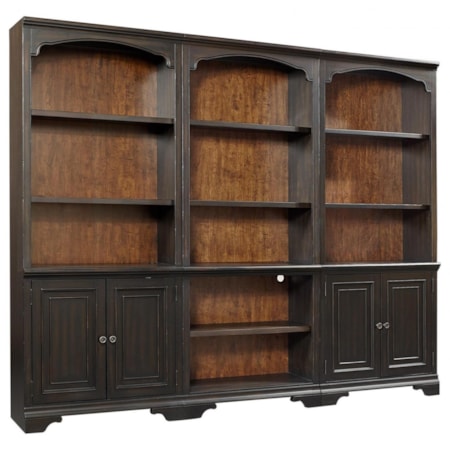 Transitional Bookcase Wall with Adjustable/Removable Shelving
