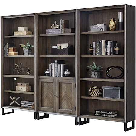 Contemporary Bookcase Set with Adjustable Shelves