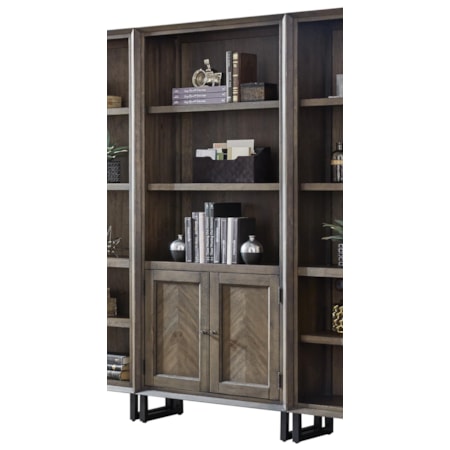 Contemporary Bookcase with Concealed Storage and Adjustable Shelves