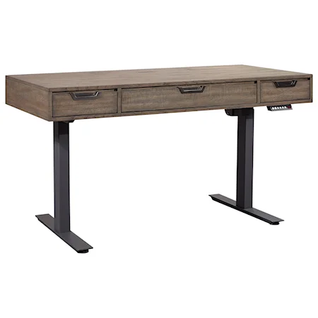 Contemporary 60" Lift Desk with Drop-Front Drawer and USB Ports