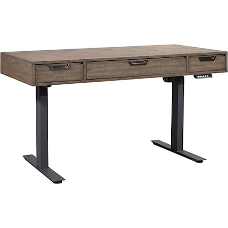 Contemporary 60" Lift Desk with Drop-Front Drawer and USB Ports