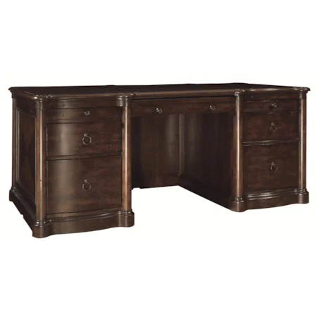 Executive Desk with 2 Locking File Drawers and Removable Center Drawer Box