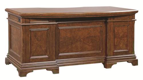 66-Inch Curved Executive Desk with 4 Utility Drawers and Felt-Lined Top Drawers