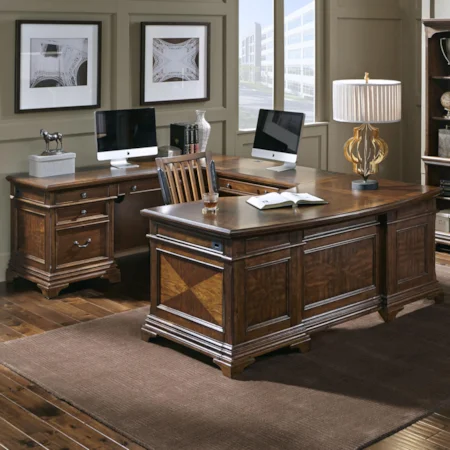 Left Facing Executive U Desk with 9 Drawers