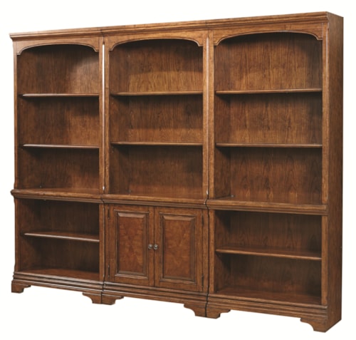 Bookcase Wall with 1 Door Bookcase and 2 Open Bookcases