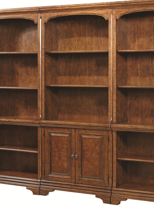 Open Bookcase with 4 Shelves and Two Small Panel Doors