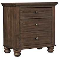 Transitional Nightstand with 2 Drawers and AC Outlets