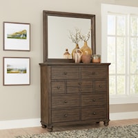 Transitional Chest and Mirror Combination with 10 Drawers