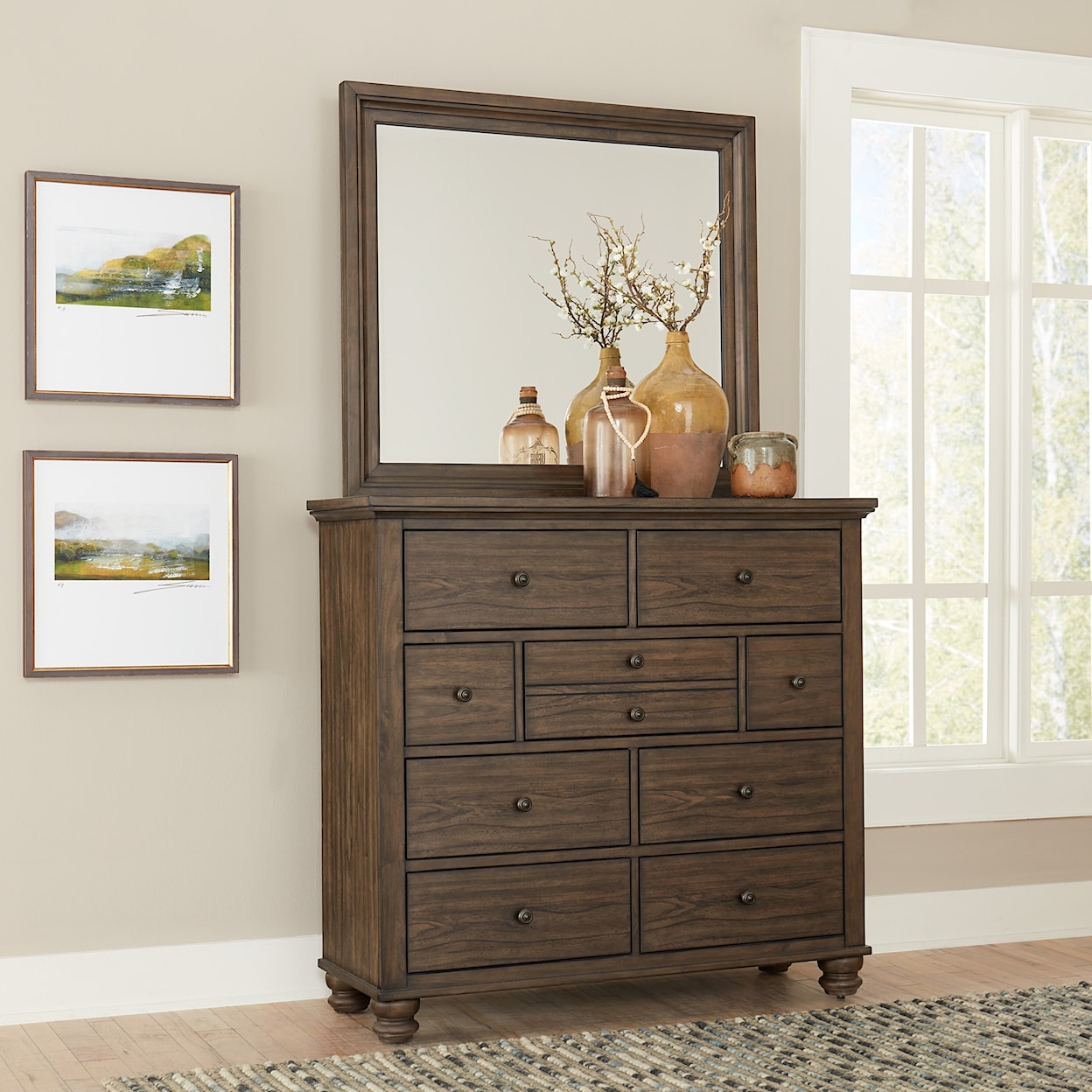 Aspenhome Hudson Valley Chest of Drawers and Mirror Combination