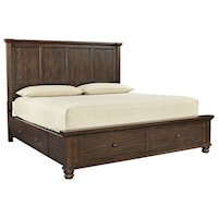 Transitional King Storage Panel Bed