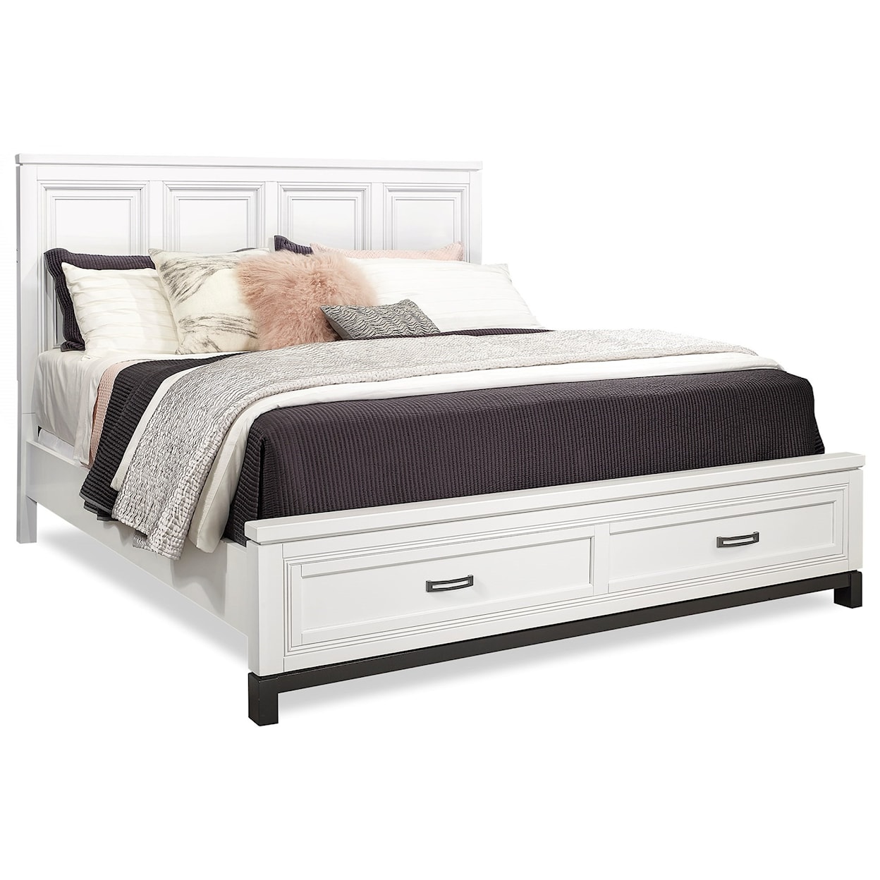 Aspenhome Hyde Park King Painted Panel Storage Bed