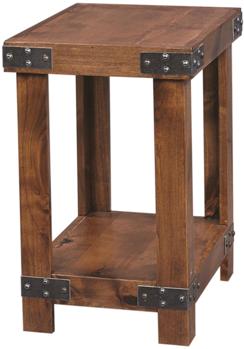 Chairside Table with Metal Accents