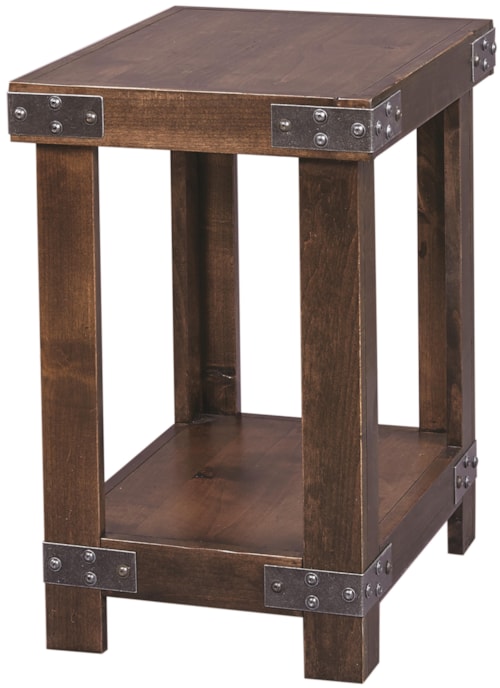 Chairside Table with Metal Accents
