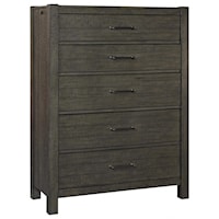 Transitional 5-Drawer Chest in Dark Brown