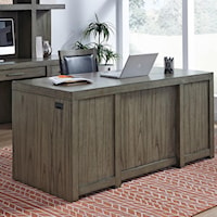 Contemporary 66" Executive Desk with Locking File Cabinets and AC Power Outlets