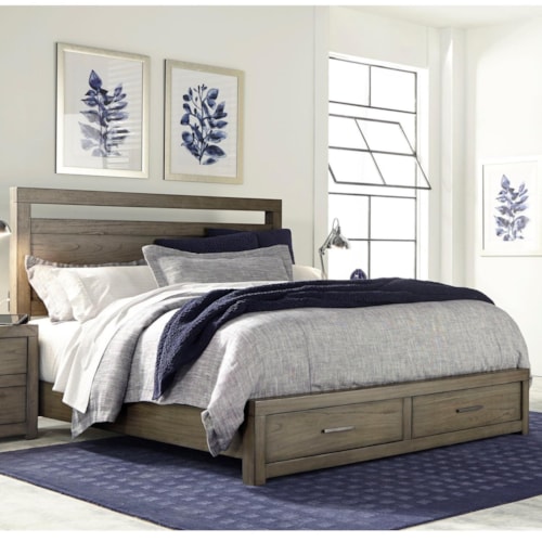Contemporary California King Panel Storage Bed with Dual USB Ports