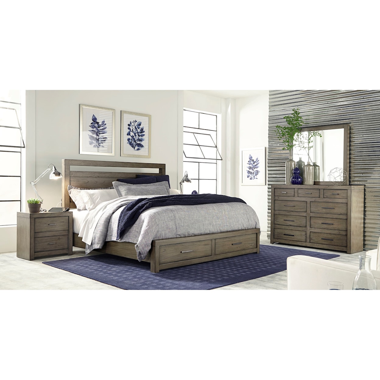 Aspenhome Modern Loft Queen Panel Storage Bed