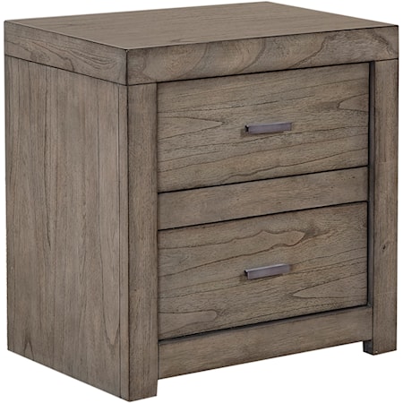 Contemporary 2-Drawer Nightstand with AC Outlets