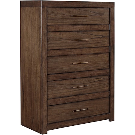 Contemporary 5-Drawer Bedroom Chest with Felt-Lined Top Drawer