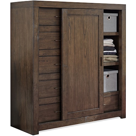 Contemporary Sliding Door Wardrobe Chest with Adjustable Shelves