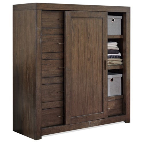 Contemporary Sliding Door Wardrobe Chest with Adjustable Shelves