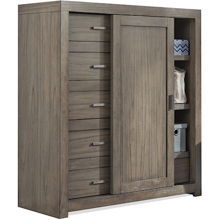Contemporary Sliding Door Wardrobe Chest with Adjustable Shelves