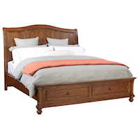 Transitional Queen Sleigh Storage Bed with USB Ports