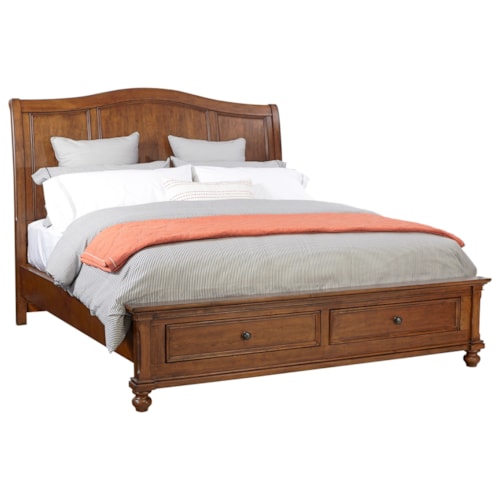 Transitional California King Sleigh Storage Bed with USB Ports