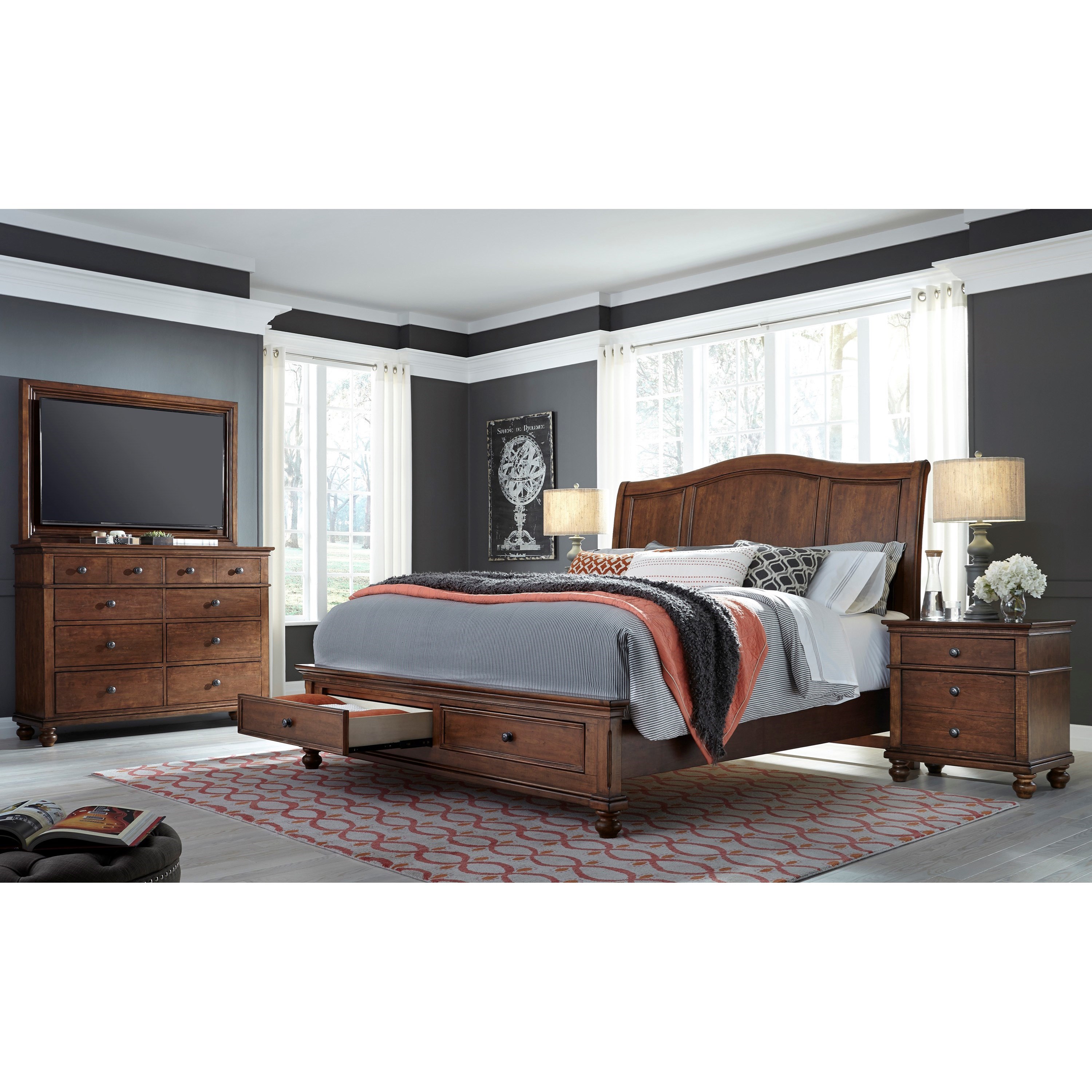 Aspenhome Oxford California King Sleigh Storage Bed