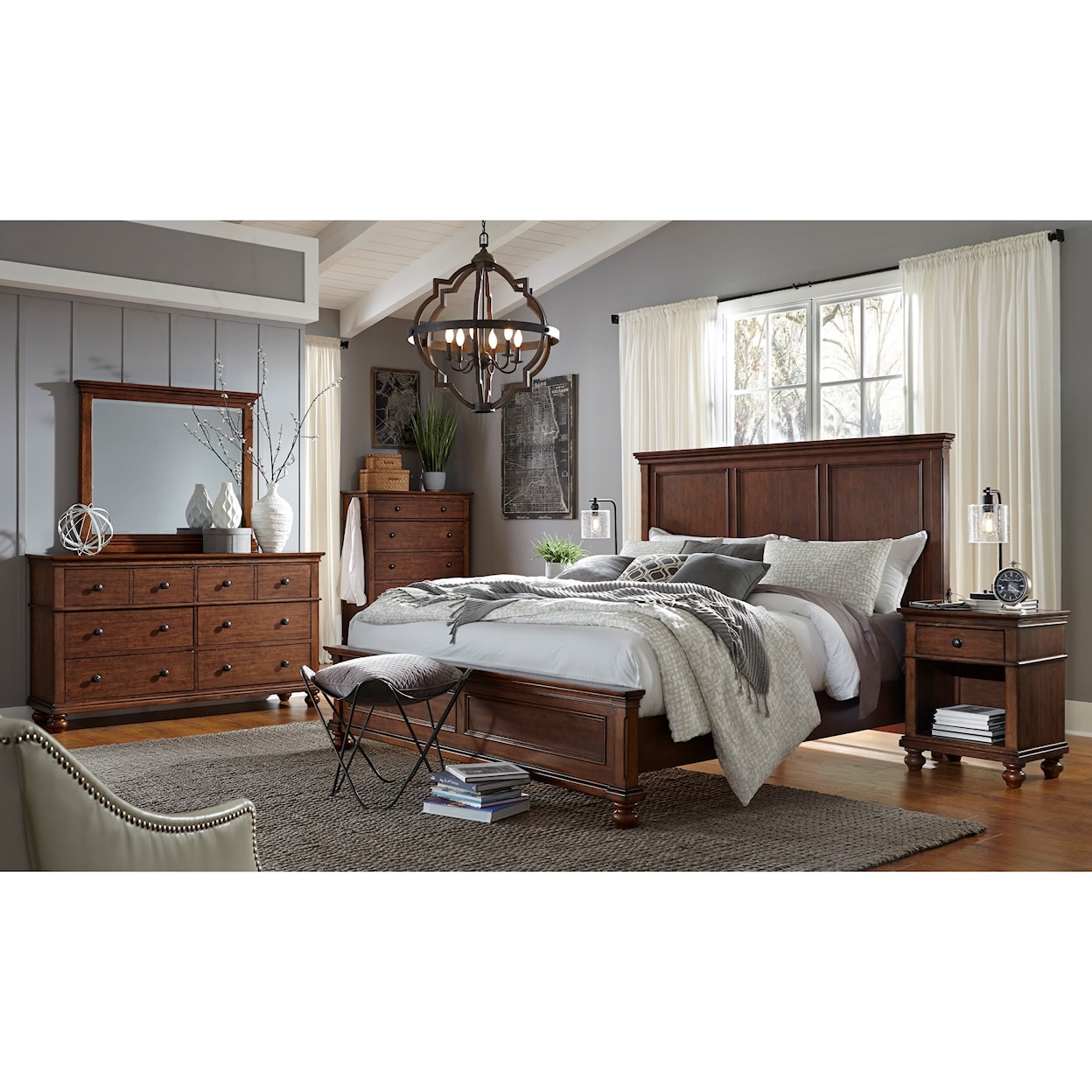 Aspenhome Charles Queen Panel Low Profile Bed