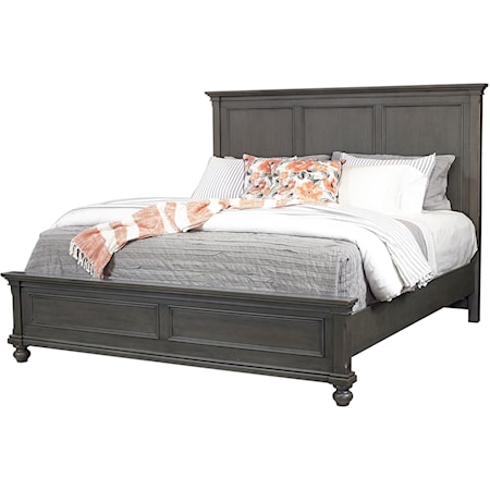 Transitional King Panel Bed with USB Ports