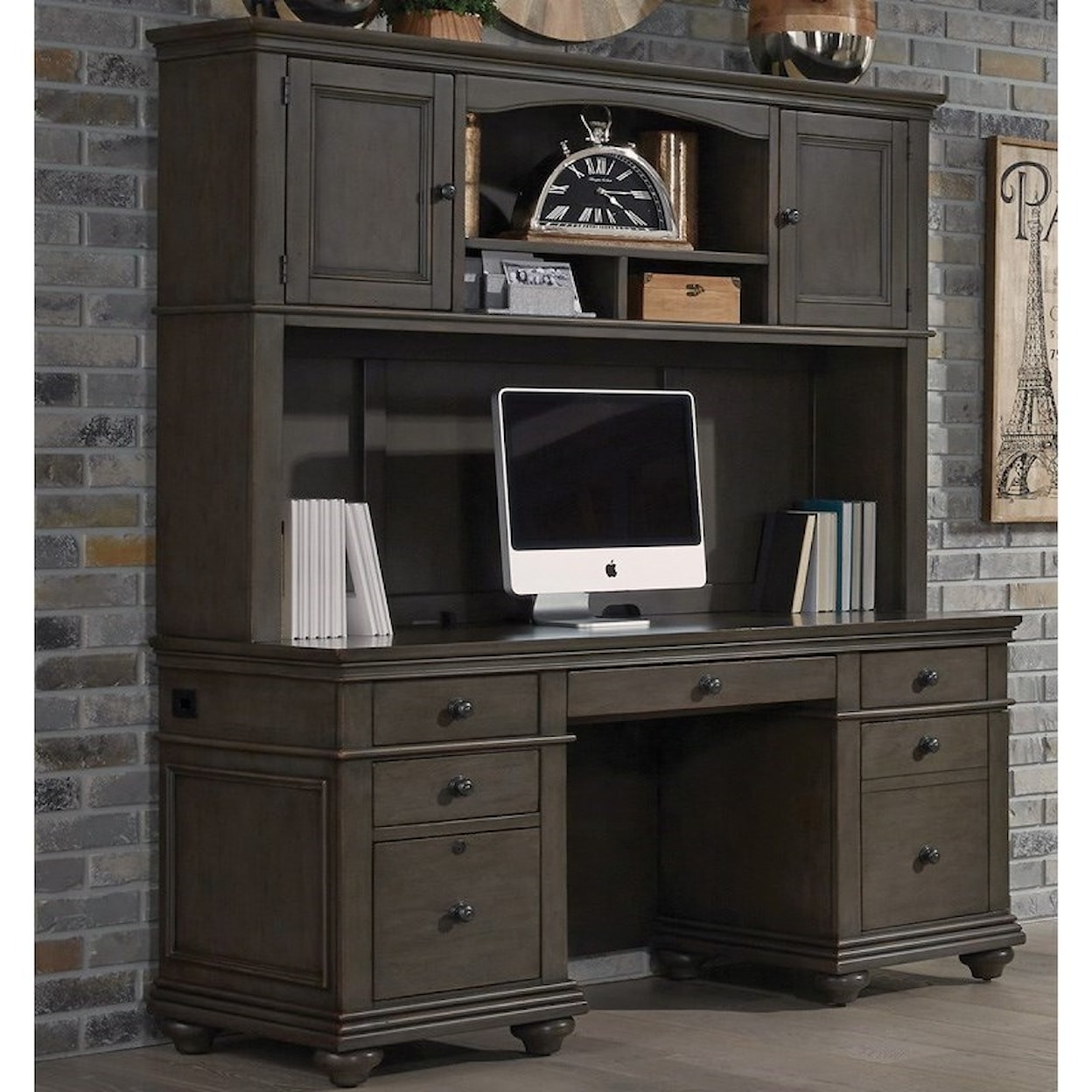 Aspenhome Charles Credenza Desk & Hutch