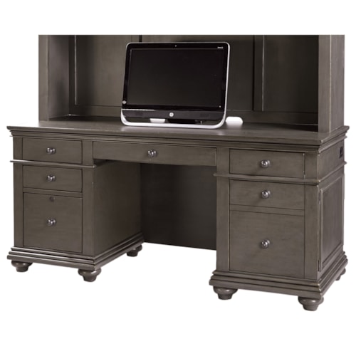 Credenza and Desk with Locking File Drawer