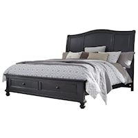 Transitional Queen Sleigh Storage Bed with USB Ports