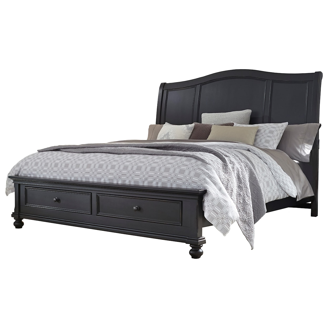 Aspenhome Charles Queen Sleigh Storage Bed