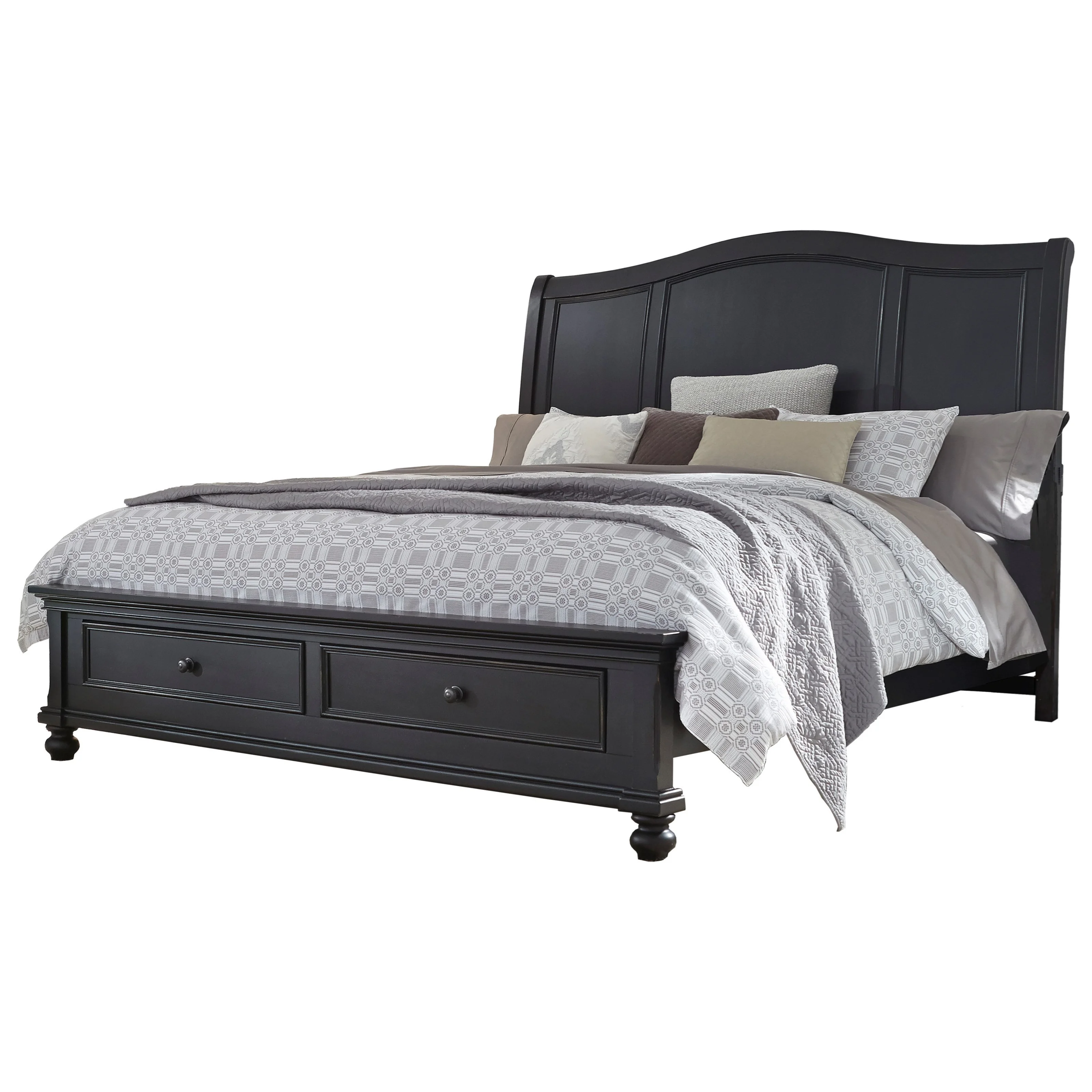 Historicus Aandringen Nodig uit Aspenhome Oxford I07-404/407D/410-BLK Transitional California King Sleigh  Storage Bed with USB Ports | Dunk & Bright Furniture | Bed - Sleigh