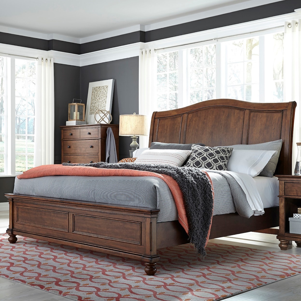 Aspenhome Charles King Sleigh Low Profile Bed