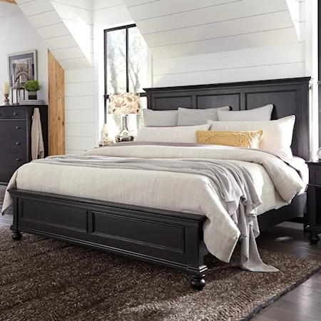 Transitional Queen Panel Bed with USB Ports