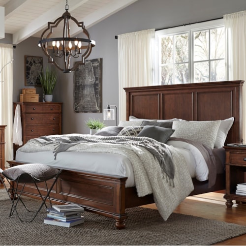 Transitional Queen Panel Bed with USB Ports