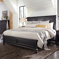 Transitional King Panel Bed with USB Ports