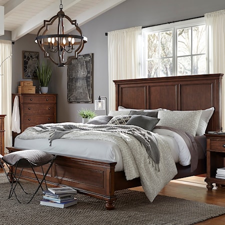 Transitional California King Panel Bed with USB Ports