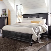 King Panel Storage Bed with USB Ports