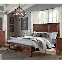 Transitional King Panel Storage Bed with USB Ports