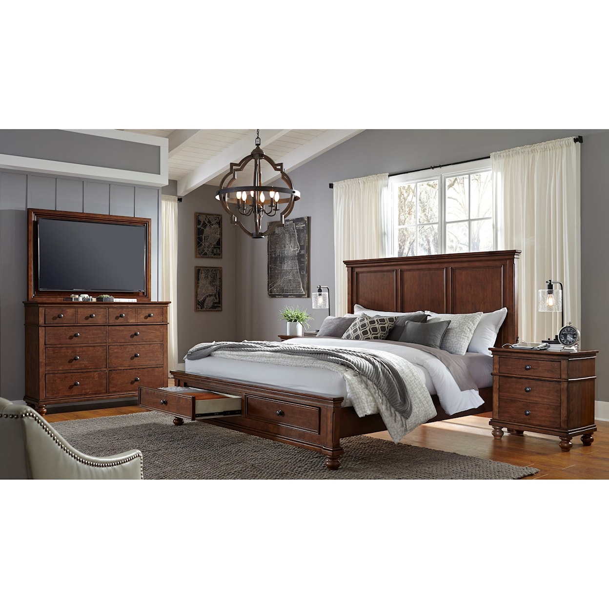 Aspenhome Oxford California King Panel Storage Bed