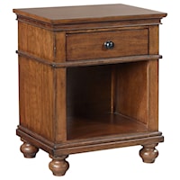 Transitional Night Stand with Felt-Lined Top Drawer