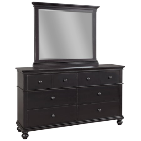Aspenhome Oxford I07-462-BLKx1+I07-453-BLK-1x1 Transitional 6 Drawer Dresser and Mirror Set with Cedar and Felt Lining | Wayside Furniture & Mattress | Dresser + Mirror Combo Aspenhome Oxford I07-462-BLKx1+I07-453-BLK-1x1 Transitional 6 Drawer Dresser and Mirror Set with Cedar and Felt Lining | Wayside Furniture & Mattress | Dresser + Mirror Combo