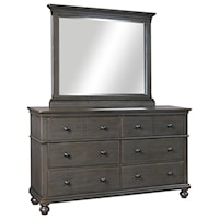 Transitional 6 Drawer Dresser and Mirror Set with Cedar and Felt Lining