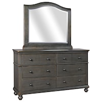 Transitional 6 Drawer Dresser and Mirror Set with Cedar and Felt Lining