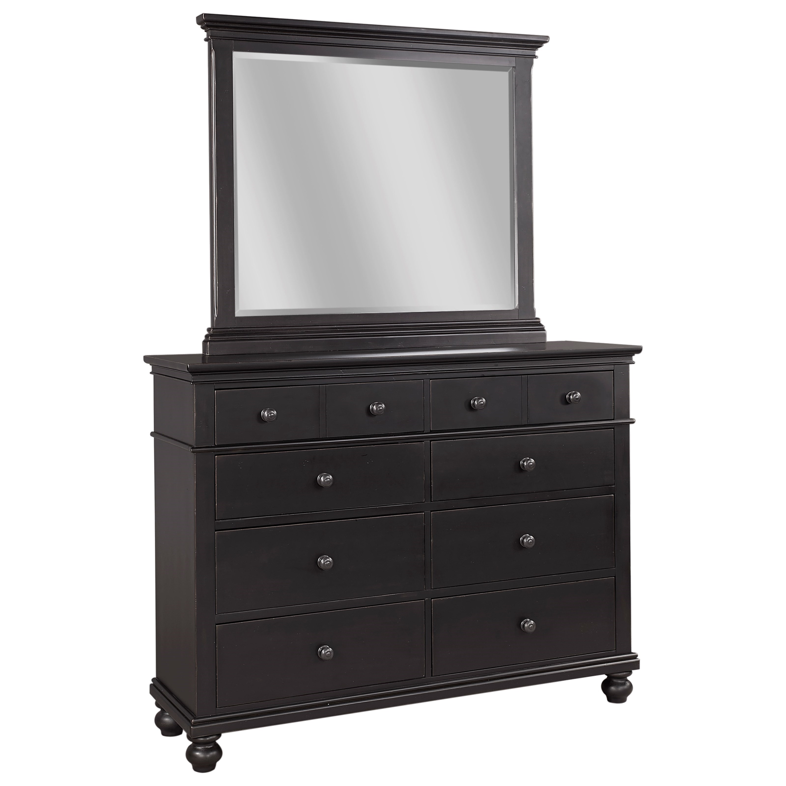 black 8 drawer dresser with mirror Linda Dresser Mirror and Captains Bed W/8 Drawers Black main image 1